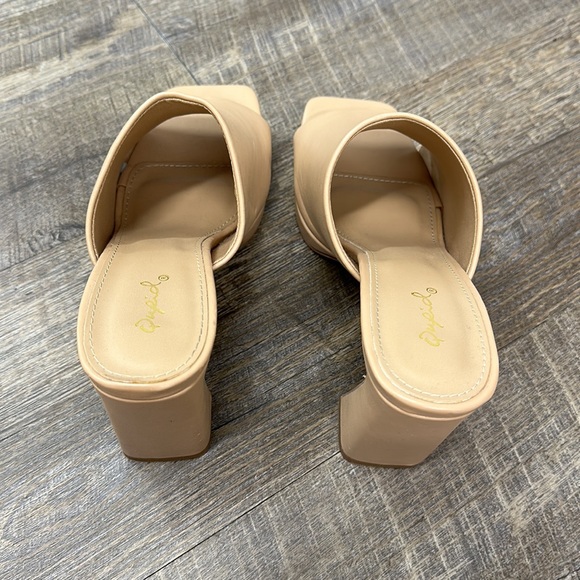 Nude Slip On Mule Heels - Picture 6 of 7